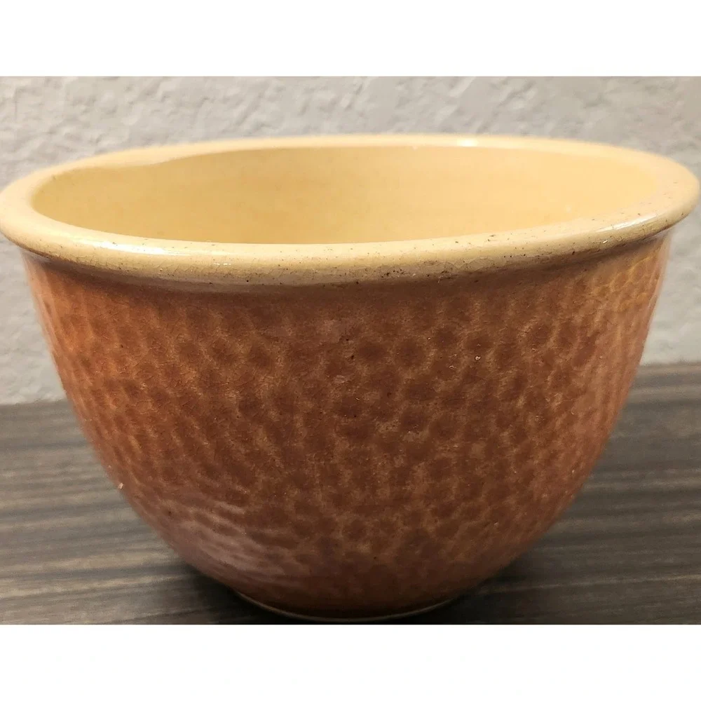 Vintage Watt Yellow Ware Brown Pottery KLA Oven Ware Mixing Bowl 5